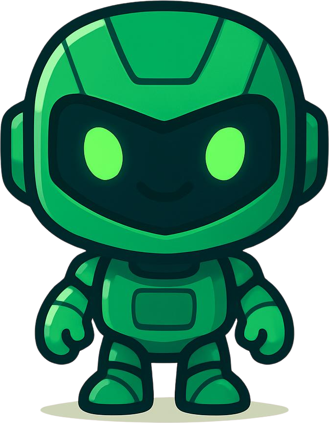 StarkReach Mascot - A friendly green AI robot